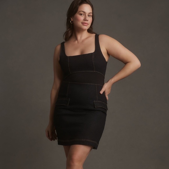 NWT Anthropologie Sleeveless Square Neck Slim Knit Mini Dress - Picture 1 of 9